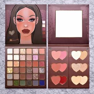 Glamorous Heart Eyeshadow Palette with Pink, Red, and Gold Shades